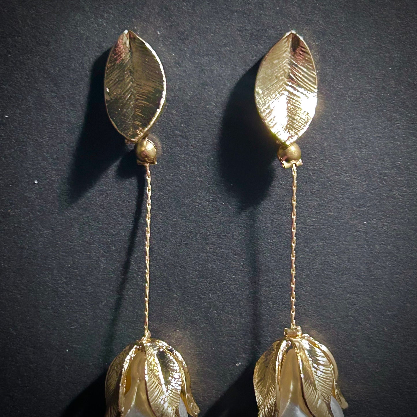 Pearls & Petals Gold Dangle Earrings