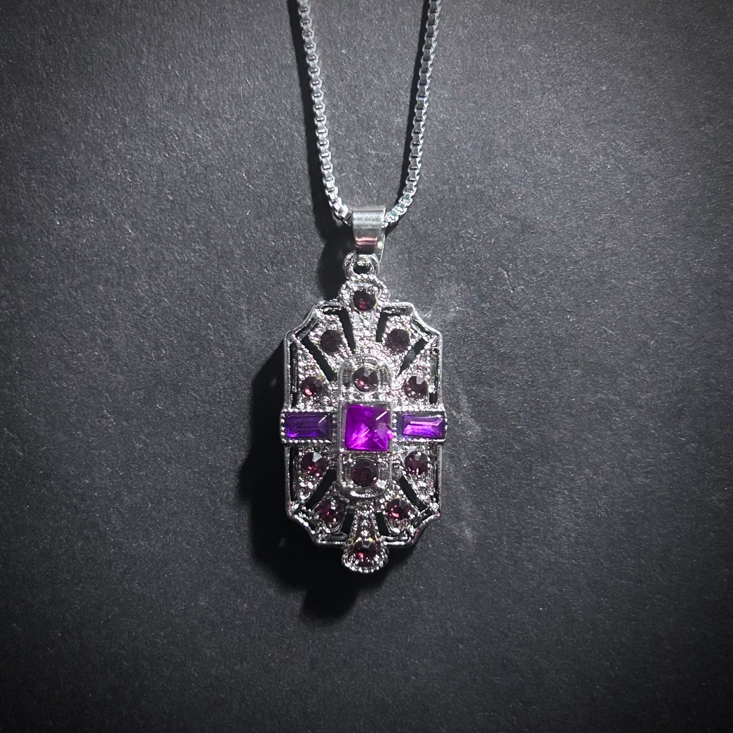 Art Deco Bridal/Bridesmaids Necklace in Silver & Amethyst