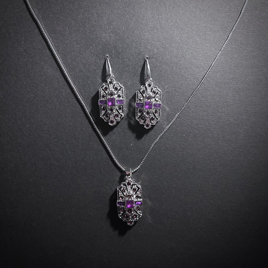 Art Deco Bridal/Bridesmaids Jewerly Set in Silver & Amethyst