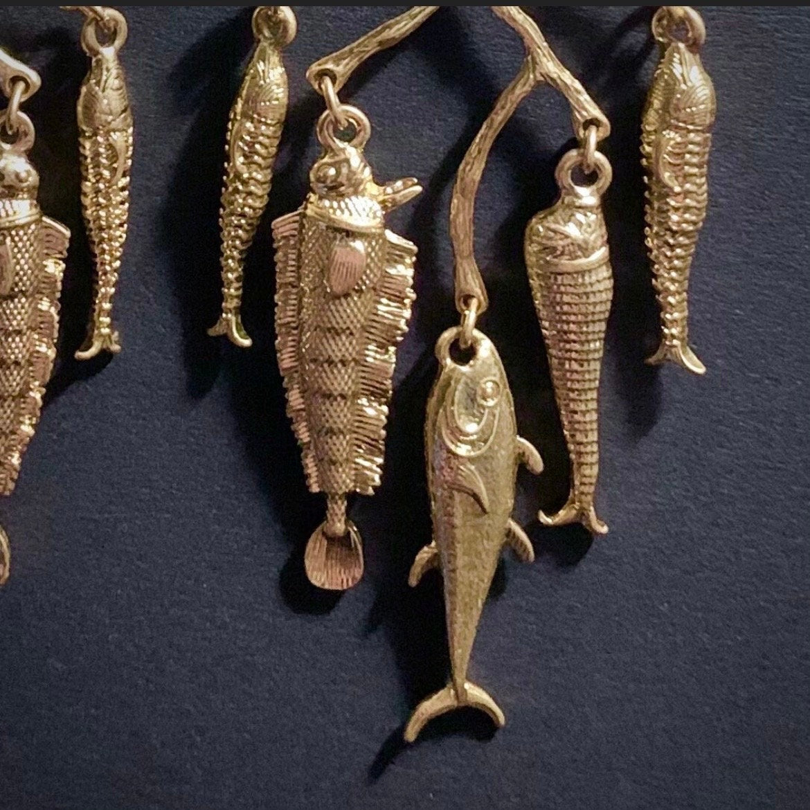 Very Fishy Golden Chandelier Large Statement Earrings